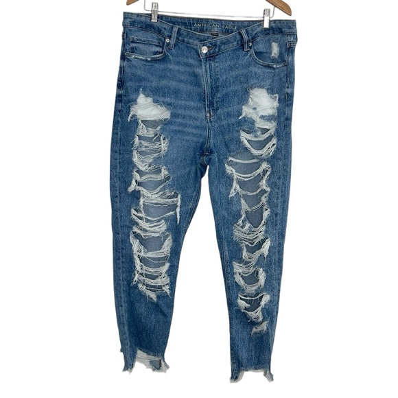 American Eagle Outfitters Denim - American Eagle Distressed Crossed Button Highest Rise Mom Jean Size 18